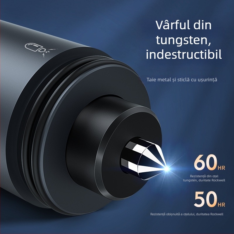 Cioc auto de siguranță din aliaj de aluminiu – instrument compact multifuncțional pentru evacuare de urgență, spargerea geamului, 110 g