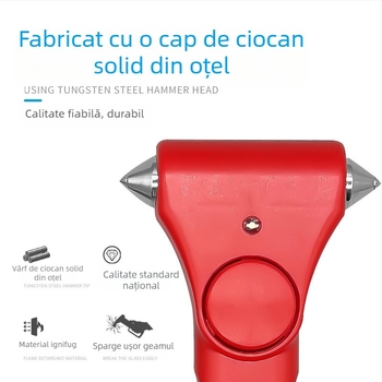 Ciocan de spargere a ferestrelor pentru evacuare și siguranță în caz de incendiu, instrument multifuncțional din oțel inoxidabil cu tăietor de centură