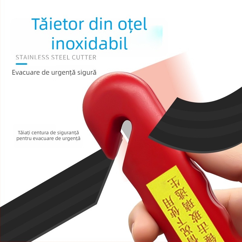 Ciocan de spargere a ferestrelor pentru evacuare și siguranță în caz de incendiu, instrument multifuncțional din oțel inoxidabil cu tăietor de centură