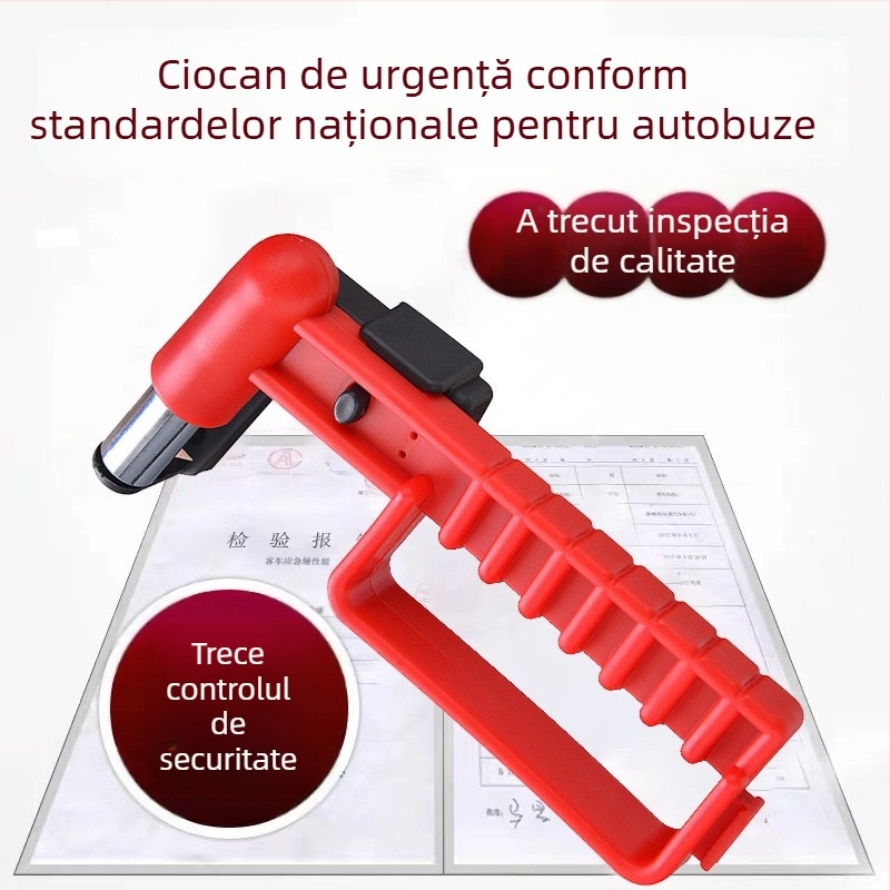 Cioc de Fereastră de Urgență pentru Autobuze – Unealtă de Evacuare, Cioc de Spargere a Geamurilor, Cioc Multifunțional de Siguranță la Incendiu, Chebaibei; Material: oțel carbon + ABS; Greutate: 166 g; Potrivit pentru autobuze