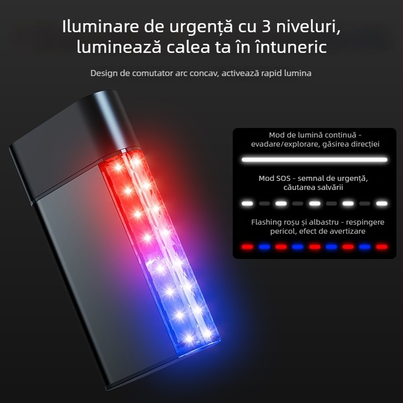 Cioc auto de siguranță cu lanternă multifuncțională, alarmă și spargere geam — trei în unu cu iluminare (Brand: Group Chi; Materiale: aliaj de aluminiu + ABS + PC + oțel; Greutate: 0,3 kg)