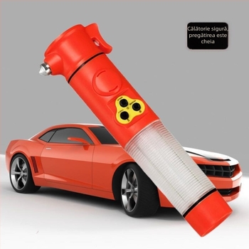 Cioc de securitate multifuncțional cu lanternă și alarmă pentru scăpare auto — ABS, 167 g, compatibil cu etichetă privată