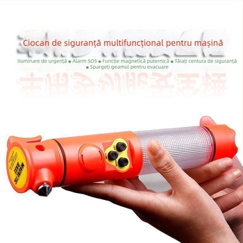 Cioc de securitate multifuncțional cu lanternă și alarmă pentru scăpare auto — ABS, 167 g, compatibil cu etichetă privată