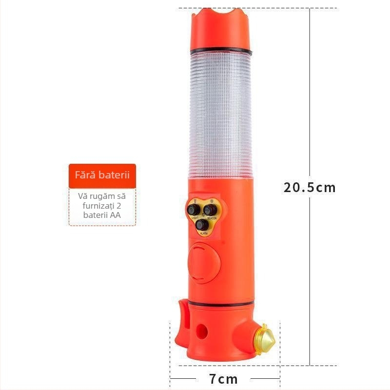 Cioc de securitate multifuncțional cu lanternă și alarmă pentru scăpare auto — ABS, 167 g, compatibil cu etichetă privată