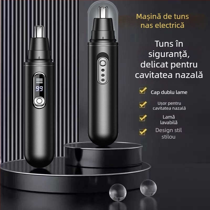 Trimmer pentru păr nazal - Precizie germană, lamă lavabilă, tăiere sigură, funcționează pe baterie