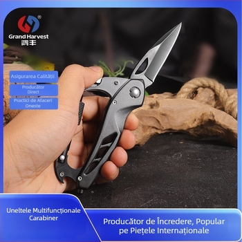 Hongfeng cuțit pliabil: unealtă EDC multifuncțională cu cataramă de alpinism și ciocan pentru spart geamuri auto