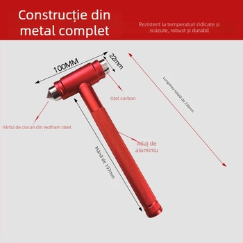Yavin ciocan de siguranță din aliaj de aluminiu, cu funie antifurt, pentru birou și fabrică, 380 g, materiale: aliaj de aluminiu și oțel wolfram, procesare personalizată
