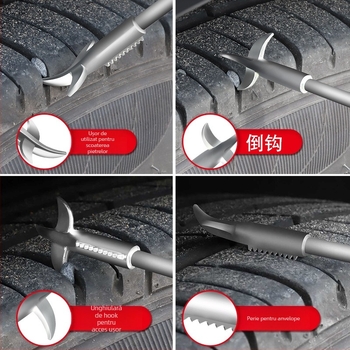 Set de unelte pentru curățarea pietrelor din anvelopele automobilului: cârlig multifuncțional, unealtă pentru pietre, răzuitor și șurubelniță cu cap plat — design rezistent la explozie