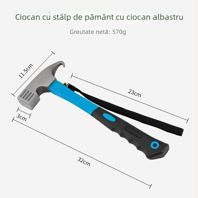 Buye Ciocan multifuncțional pentru camping, cu extractor de cui, cioc de siguranță și mâner din lemn