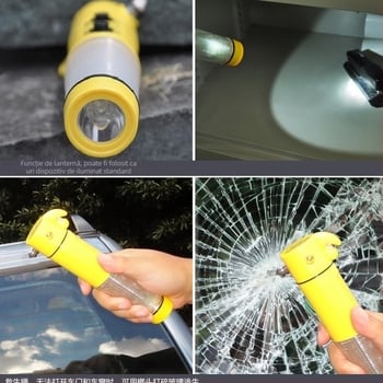 Cioc de siguranță pentru mașină cu lanternă, 4-in-1 instrument de urgență: spargerea geamurilor, ABS plastic, 155 g, logo personalizat