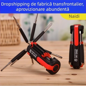 Șurubelniță 8 în 1 cu LED, oțel 45#, greutate 0,2 kg