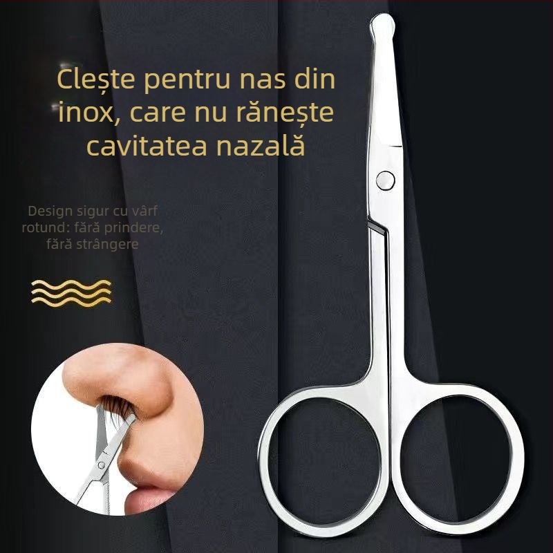 Trimer pentru nas - Oțel inoxidabil, Cap rotund, Alimentare la priză, Fără baterie, Nu se spală