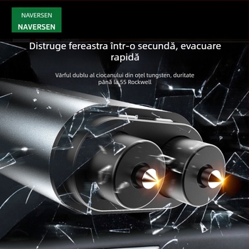 Navison Cioc de salvare auto din oțel tungsten, pentru spargerea geamurilor, evacuare de urgență, multifuncțional, cap din oțel tungsten