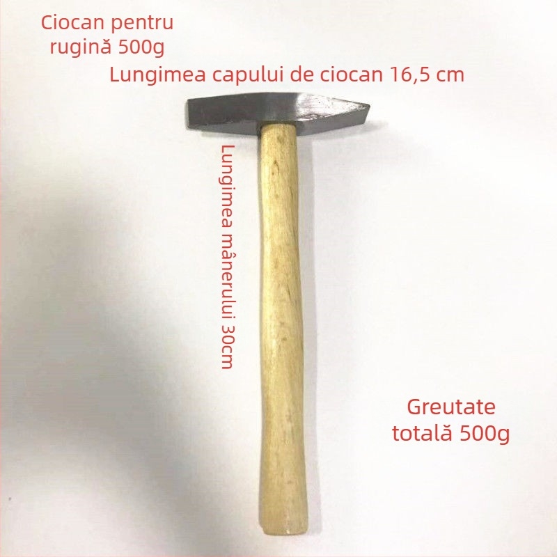 Ciocan de sudură cu cap plat — cap din oțel carbon; mâner din lemn; greutăți 300 g / 500 g; Kai Cheng