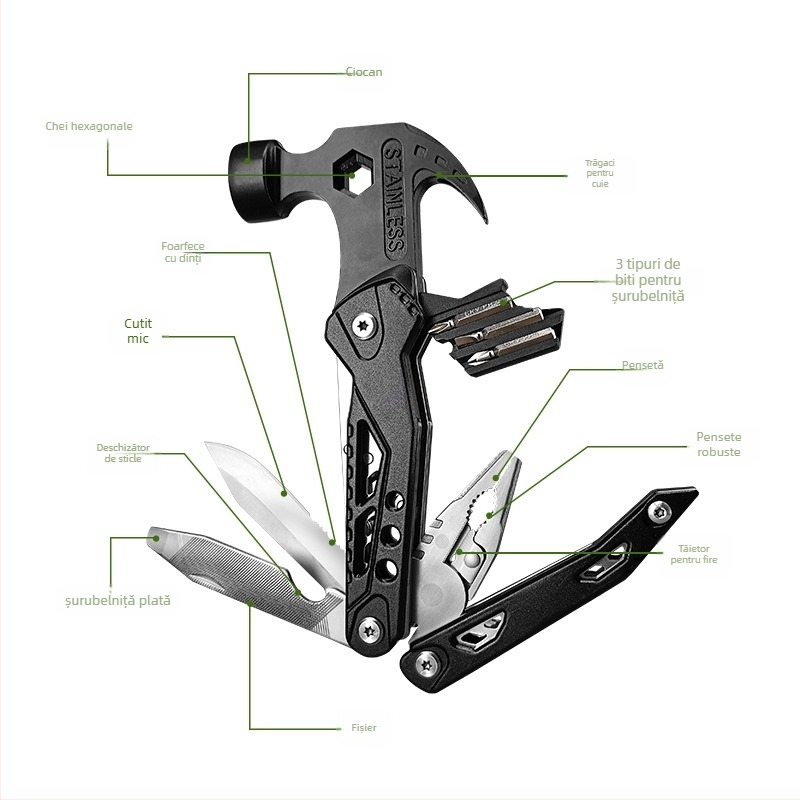 Cioc Gooseneck pliabil – unealtă multifuncțională, cap din oțel cu conținut ridicat de carbon, rezistent la explozii și la șocuri, mâner din oțel