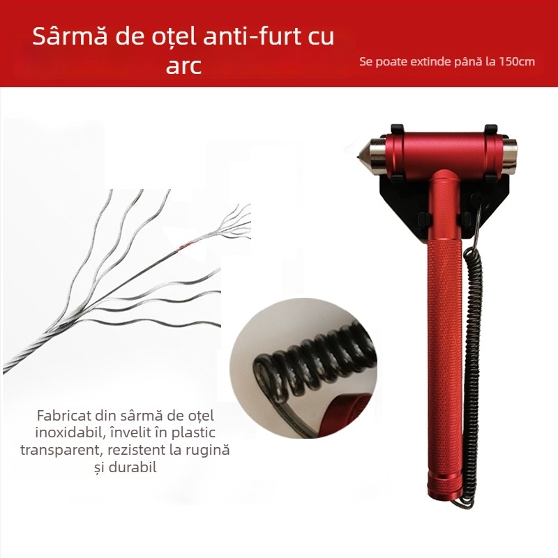 Cioc de securitate împotriva incendiilor pentru uși din sticlă, unealtă de evacuare pentru casă, spargător de uși din sticlă de birou cu funie antifurt