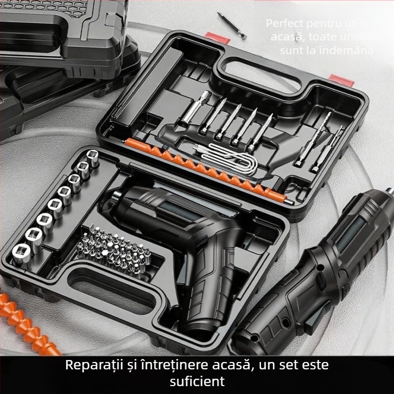 Set șurubelnițe electrice – 47 de piese, din oțel wolfram, reîncărcabil, pentru uz casnic, mini bormașină