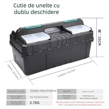Cutie de unelte din plastic, pliabilă, cu deschidere dublă, pentru întreținerea mașinii