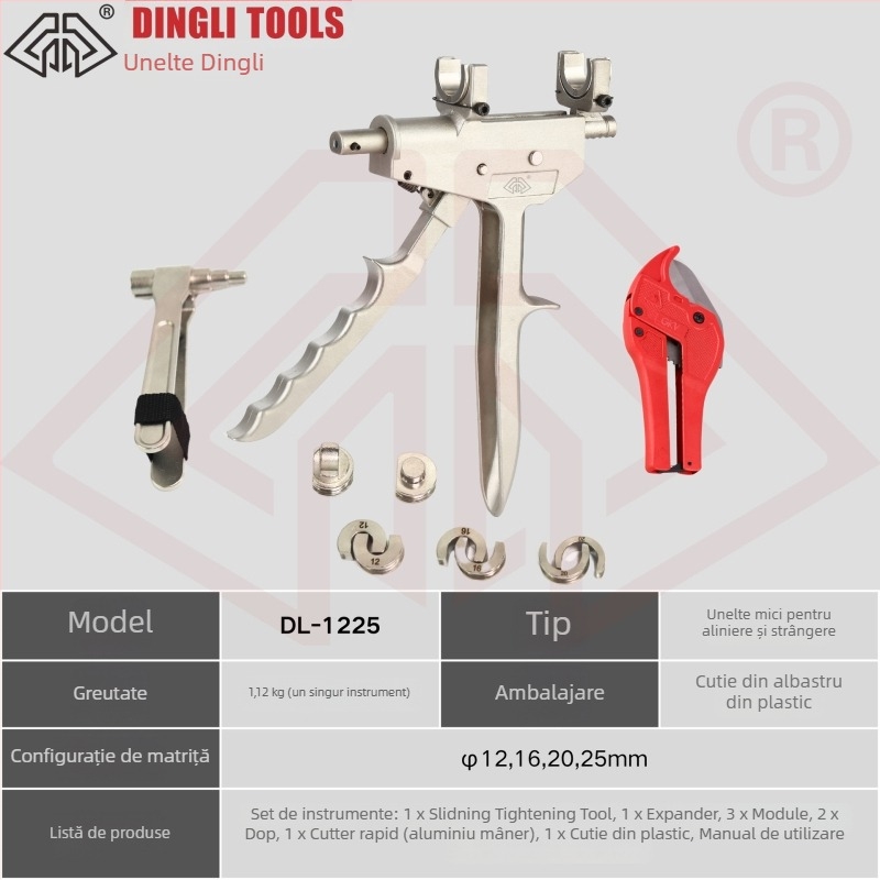 Clește cu prindere glisantă tip cui, Expander de țevi, Țeavă PERT, Unealtă manuală de prindere pentru montaj și întreținere