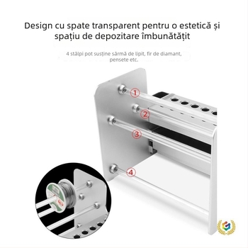 Cutie din plastic pentru unelte cu organizator de birou, compartimente pentru șurubelnițe și organizator multifuncțional pentru telefoane mobile și electronice.