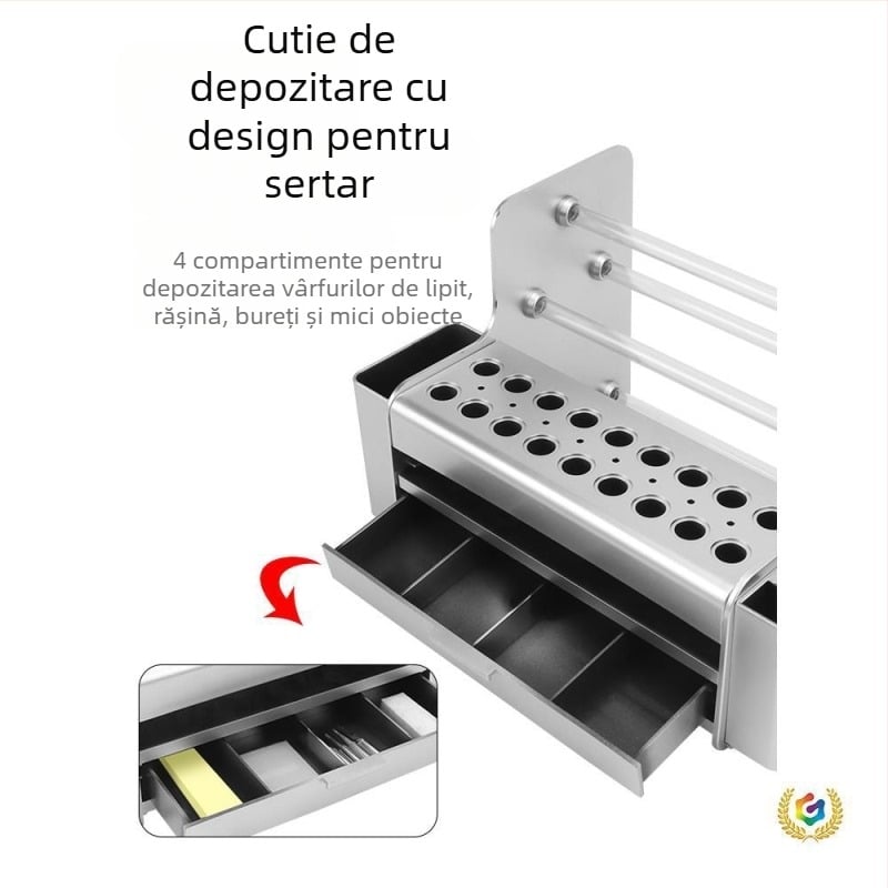 Cutie din plastic pentru unelte cu organizator de birou, compartimente pentru șurubelnițe și organizator multifuncțional pentru telefoane mobile și electronice.