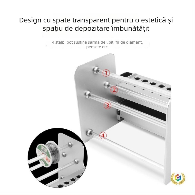 Cutie din plastic pentru unelte cu organizator de birou, compartimente pentru șurubelnițe și organizator multifuncțional pentru telefoane mobile și electronice.