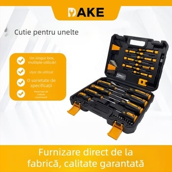 DARK DUCK set de 53 piese bituri pentru șurubelnițe, magnetice, oțel crom-vanadiu Cr_V, kit manual portabil pentru tâmplărie și reparații într-o cutie de scule multifuncțională