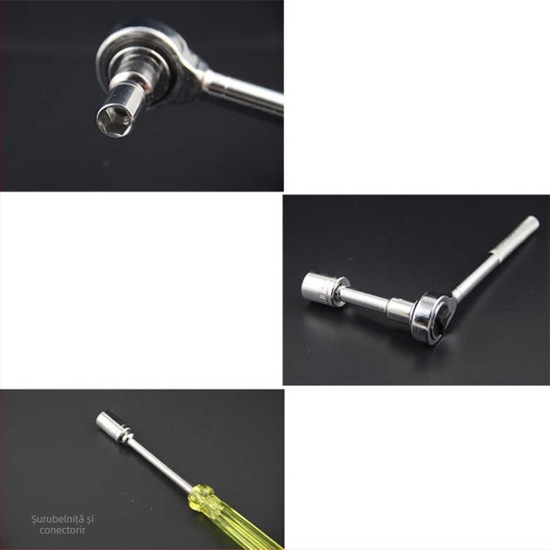 Set de 40 de chei cu bucșe din oțel crom-vanadiu pentru reparații la domiciliu, auto și motocicletă