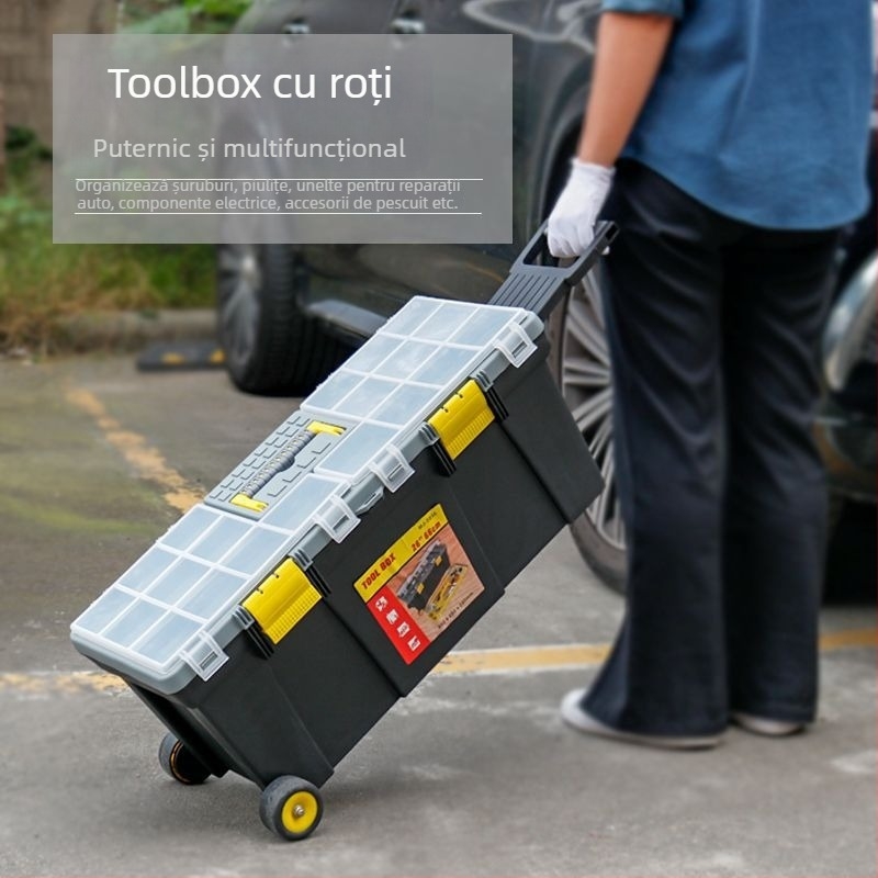 Cutie de scule pentru electricieni cu roți — multifuncțională, construcție din polipropilenă, cod produs 54541541541