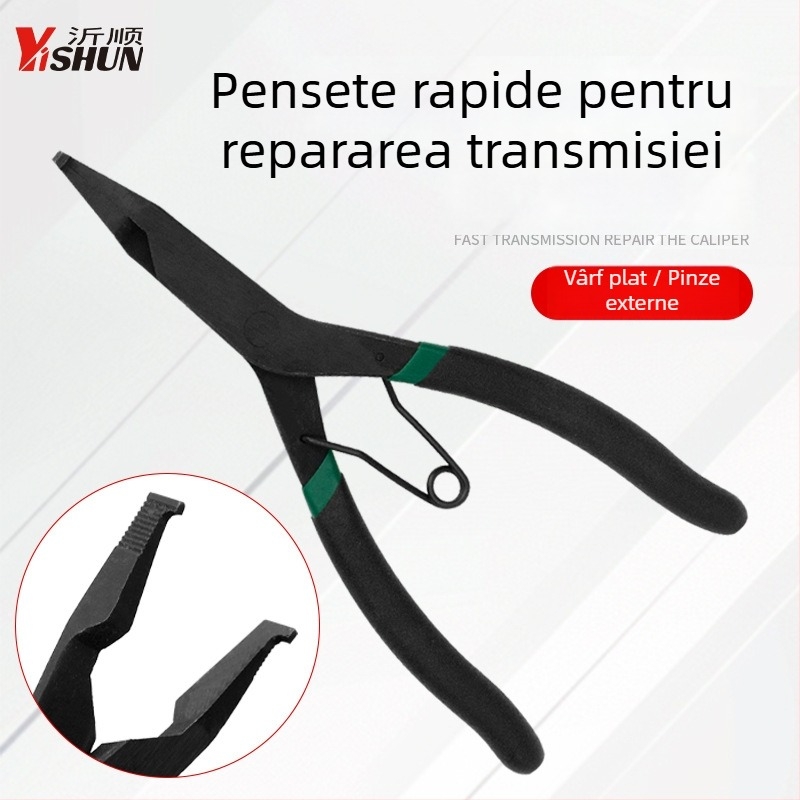 Clește pentru inele de retenție, nas plat, pentru ax drept — Yishun; diametrul capului: 1; unghiul capului: 0; capul nu este înlocuibil.