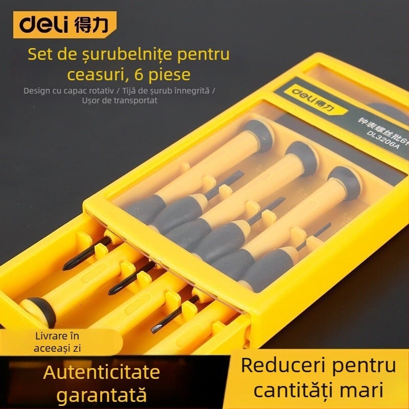 Deli Set mic de șurubelnițe de precizie cu vârf plat și Phillips pentru ceasuri, telefoane, calculatoare și laptopuri