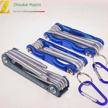 Set de chei hexagonale pliabile cu mâner din aluminiu, aliaj 40Cr, carcasă metalică pentru reparații biciclete