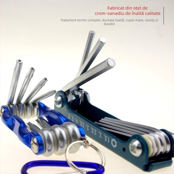 Set de chei hexagonale pliabile cu mâner din aluminiu, aliaj 40Cr, carcasă metalică pentru reparații biciclete