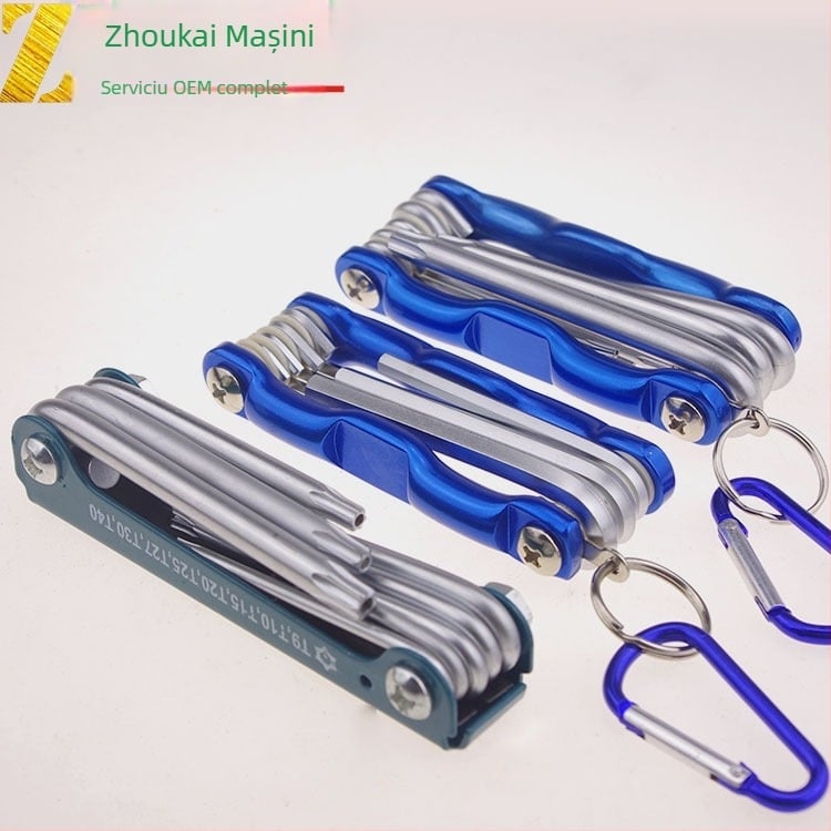 Set de chei hexagonale pliabile cu mâner din aluminiu, aliaj 40Cr, carcasă metalică pentru reparații biciclete