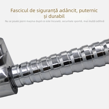 Încuietoare de volan pentru mașină, cu trei secțiuni, tip cârlig, anti-furt, model S203-1, material: aliaj de aluminiu și oțel, cilindru cupru, compatibil universal
