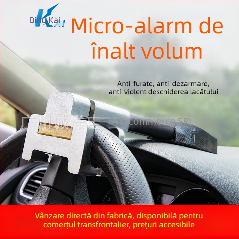 Bingkai Încuietoare pentru volan, tip T, securitate cu alarmă anti-furt, potrivire universală