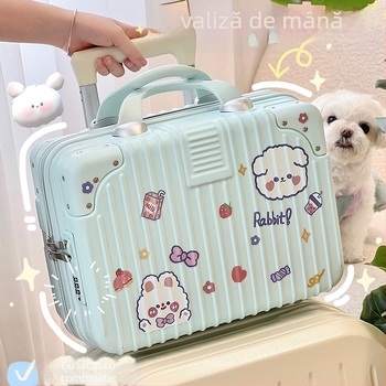 Cutie de machiaj portabilă, inspirată de Instagram, ABS+PC, fermoar, blocare cu parolă, rezistentă la apă