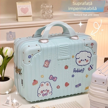 Cutie de machiaj portabilă, inspirată de Instagram, ABS+PC, fermoar, blocare cu parolă, rezistentă la apă
