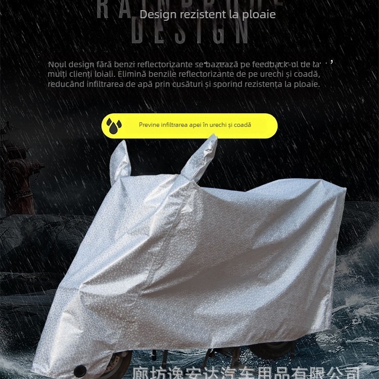 Copertă de ploaie din folie de aluminiu pentru două roți, protecție împotriva prafului, greutate 0,7 kg, potrivită pentru motociclete și mașini electrice