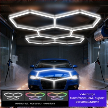 Lampa LED hexagonală pentru garaj cu fagure, model Garage Light-0024, 168W, 100 lm/W, 50.000 h, AC 100-265 V