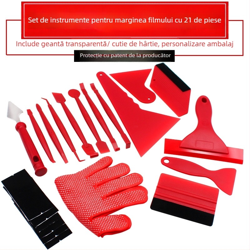 Kit de instrumente pentru margine de mașină, 21 piese, material POM+PP+ABS, pentru folie de acoperire care schimbă culoarea