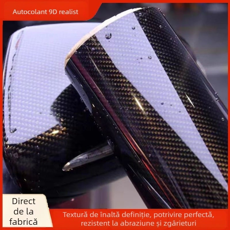 Folie de înfășurare din fibră de carbon 9D, textură simulată de fibră de carbon, PVC Mingyue, pentru mașini și motociclete, garanție 2 ani