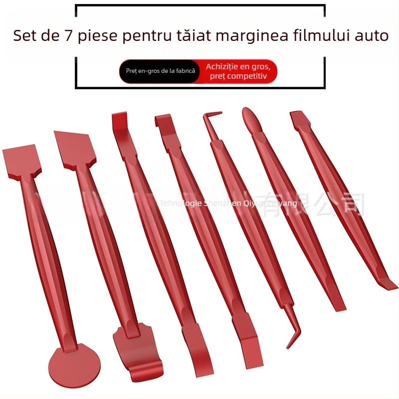 Instrument pentru închiderea marginii foliei de schimbare a culorii autovehiculului, set de 7 piese, material: PP nou, destinat finisării foliei auto