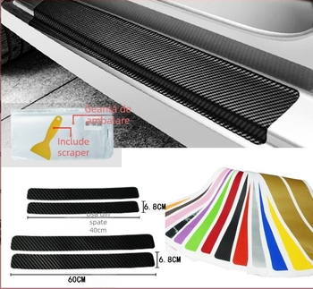 Protecție prag auto, model fibră de carbon, universal, folie PVC autoadezivă