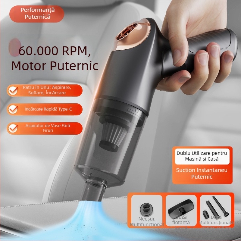 Aspirator de mașină fără fir, baterie încorporată 1001–1600 mAh, 90 W, aspirație ≥25 kPa