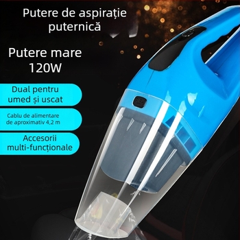 Aspirator de mână pentru mașină, utilizare umedă și uscată, 120W, 12V, 2500Pa