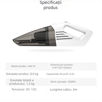 Aspirator de mână pentru mașină Midea, aspirație 4500 Pa, 90W, 220V, reîncărcabil