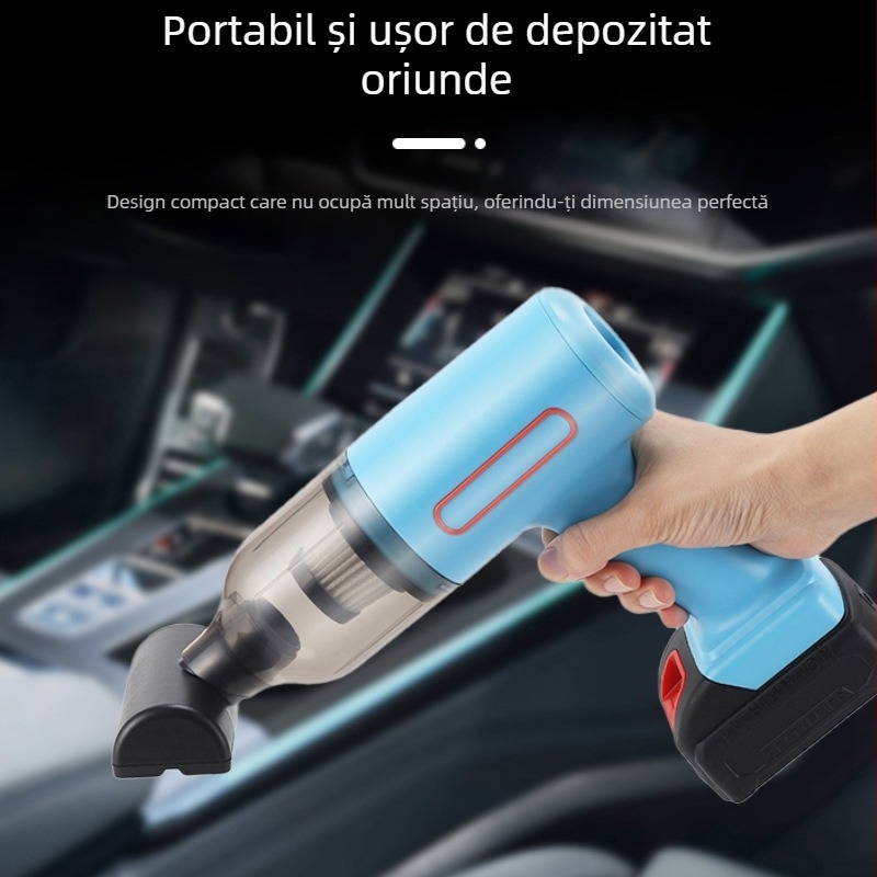 Aspirator auto portabil, cu dublă funcționalitate: aspirație și suflare (9000 Pa, 12 V, 90 W), reîncărcabil