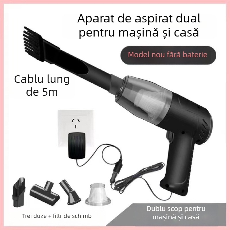 Aspirator de mână cu cablu, pentru mașină și casă, cu aspirație puternică pentru păr de animale de companie