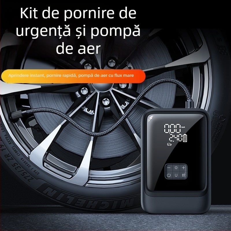 Pompă de aer pentru mașină cu pornire de urgență 1000A, 20V, 120W, Type-C, 35 L/min